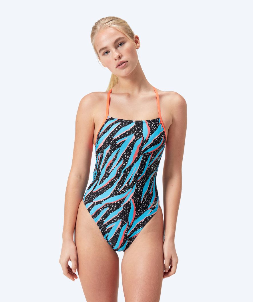 Speedo Badeanzug für Damen - Allover Digital Lattice Tie Back - Schwarz/blau