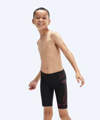 Speedo lange Badehose für Jungen - Plastisol Placement - Schwarz/rot