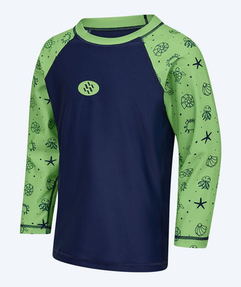 JARMAKO Jungen Rashguard Langärmlig – LSF 50+, 84% Polyester/16% Spandex, Für 4-14 Jahre, Mit Hai- & Wellen-Motiv