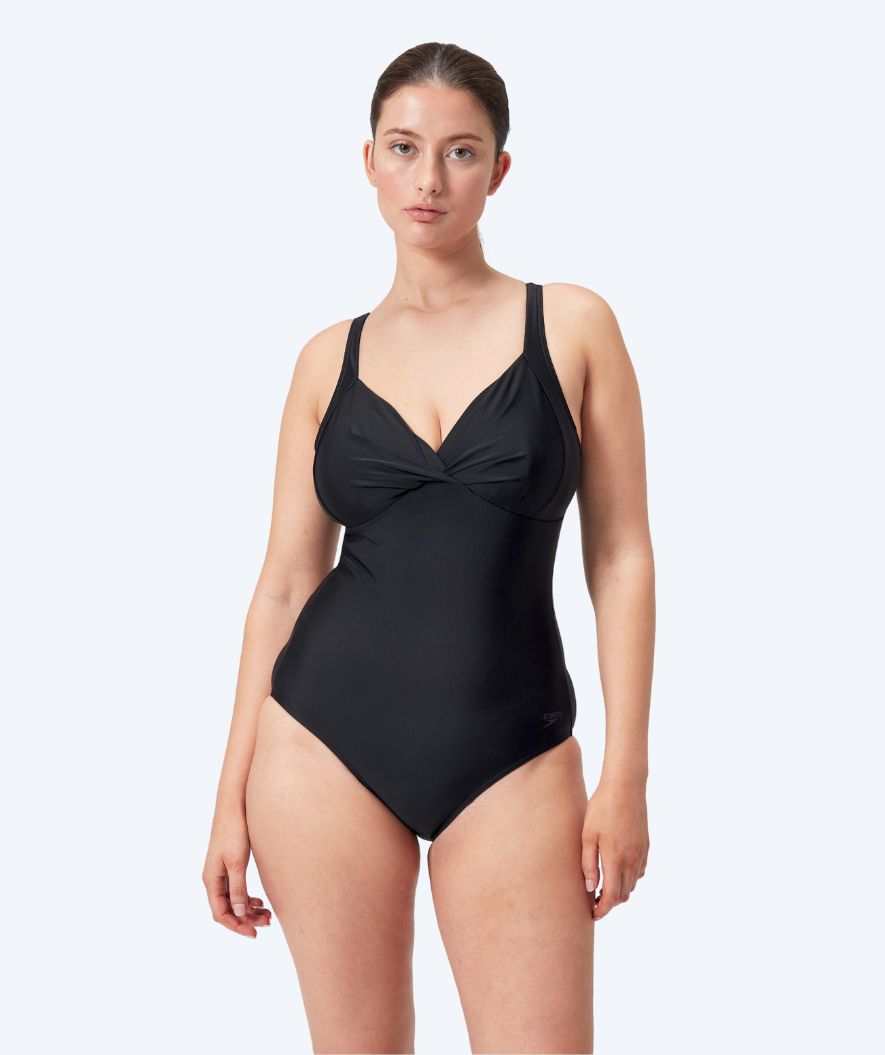 Speedo Badeanzug mit Einlagen für Damen - Shaping Cross Knot - Schwarz