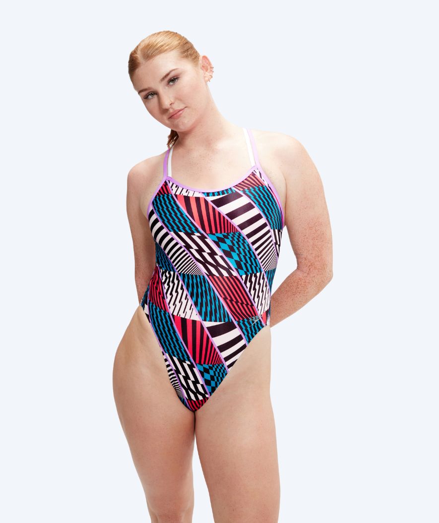 Speedo Badeanzug für Damen - Allover Digital Starback - Rot/blau
