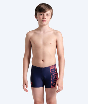 Arena quadratische Badehose für Jungen - Shaking- Donkerblau/rot