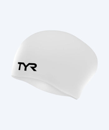 TYR Badekappe für langes Haar - Silicone - Weiss