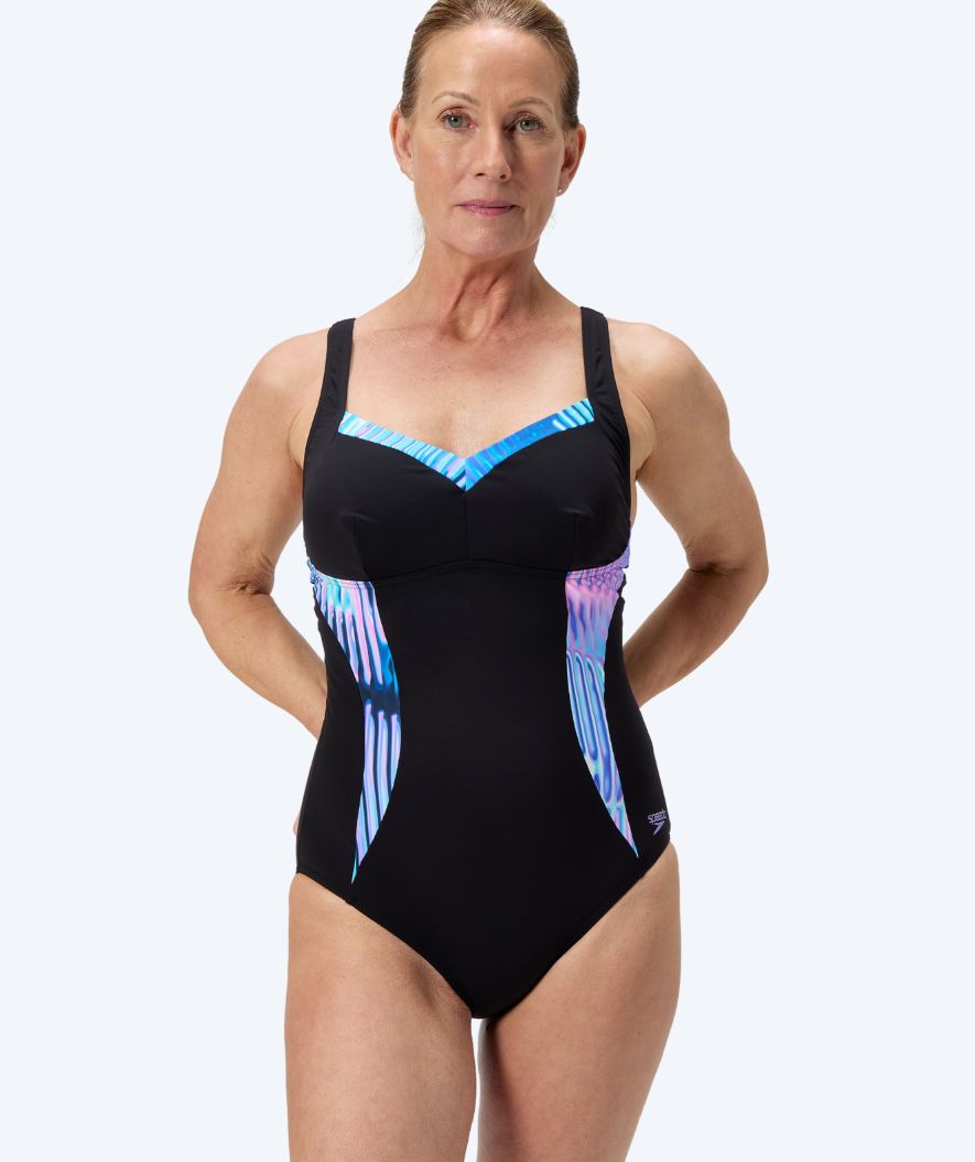 Speedo Badeanzug für Damen - Shaping Printed LunaElustre - Schwarz/Türkis