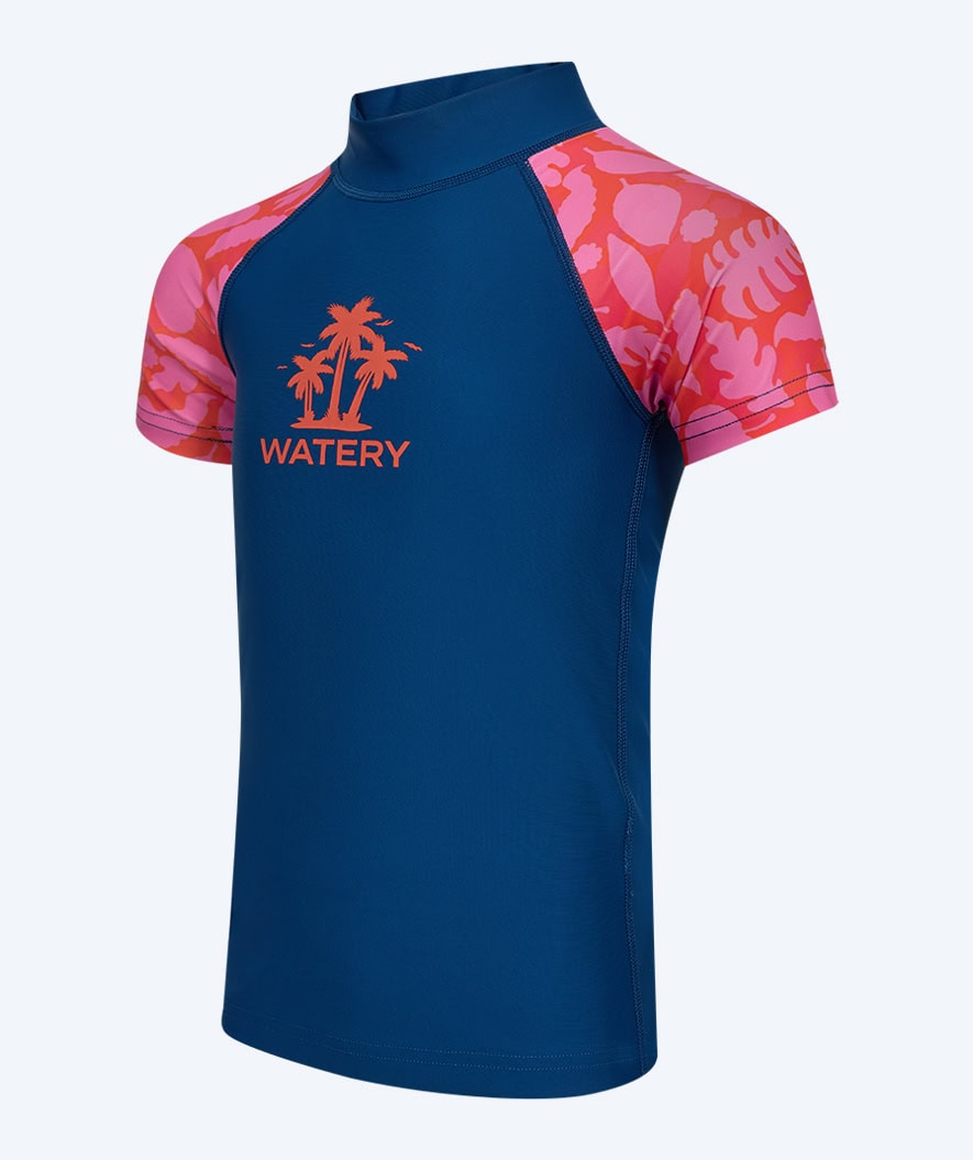 Watery UV Shirt für Kinder - Osiris Kurzarm Rashguard - Rosa/Donkerblau