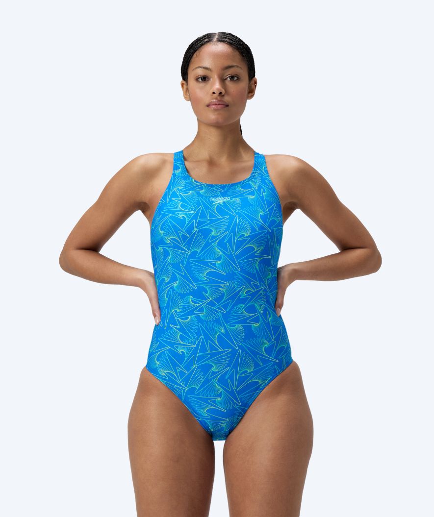 Speedo Badeanzug für Damen - Hyperboom Allover Medalist - Blau/Grün