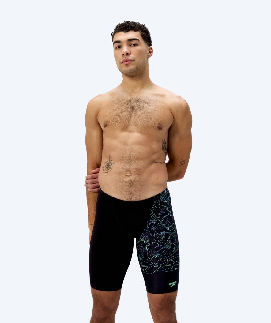 Speedo lange Badehose für Herren - Hyperboom V-Cut - Schwarz/Grün