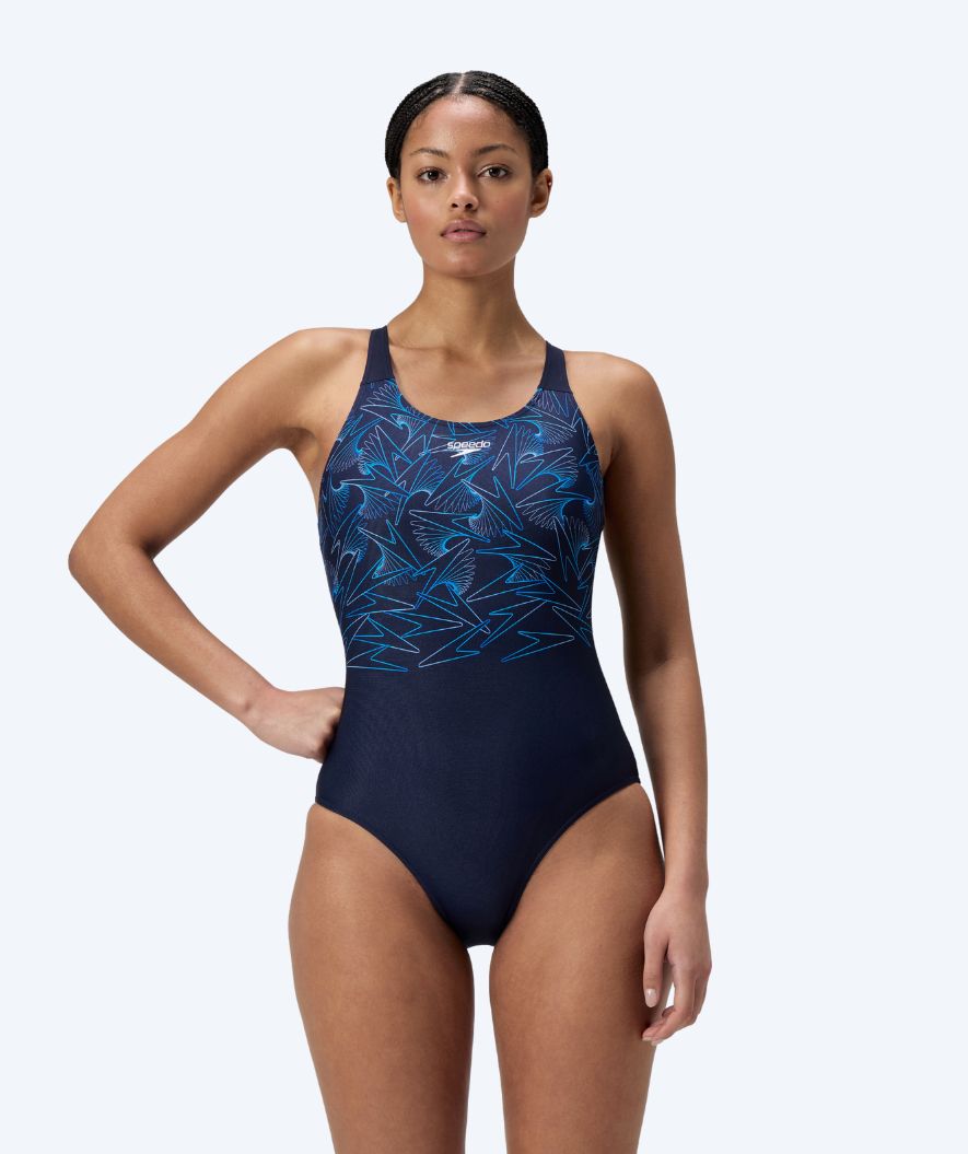 Speedo Badeanzug für Damen - Hyperboom Placement Muscleback - Donkerblau/Hellblau