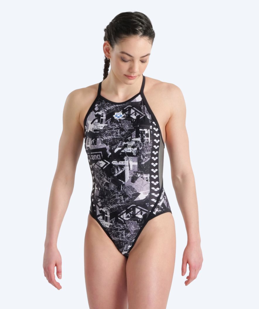 Arena Badeanzug für Damen - Icons - Schwarz/Weiss