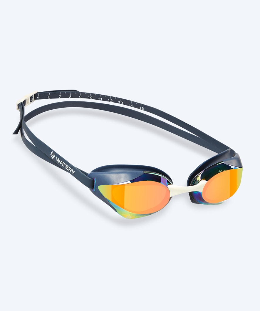 Watery Elite Schwimmbrille - Poseidon Ultra Mirror - Dunkelblau/gold