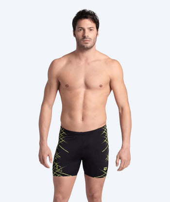 Arena lange Badehose für Herren - Straight Line - Schwarz/Gelb