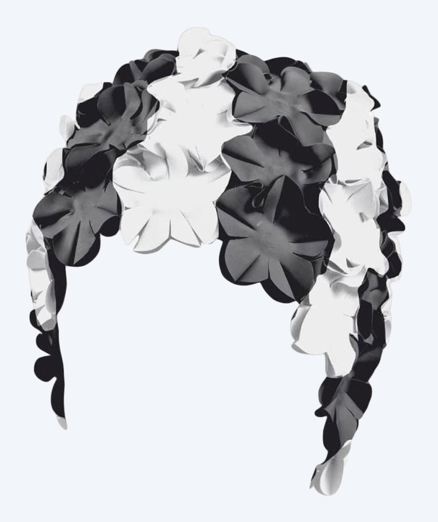 Beco Badekappe mit Blumen - Schwarz/Weiss
