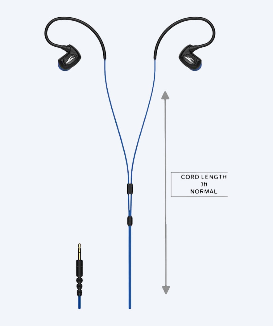 H2OAudio wasserdichte Kopfhörer - Surge SX10 langes Kabel - Blau