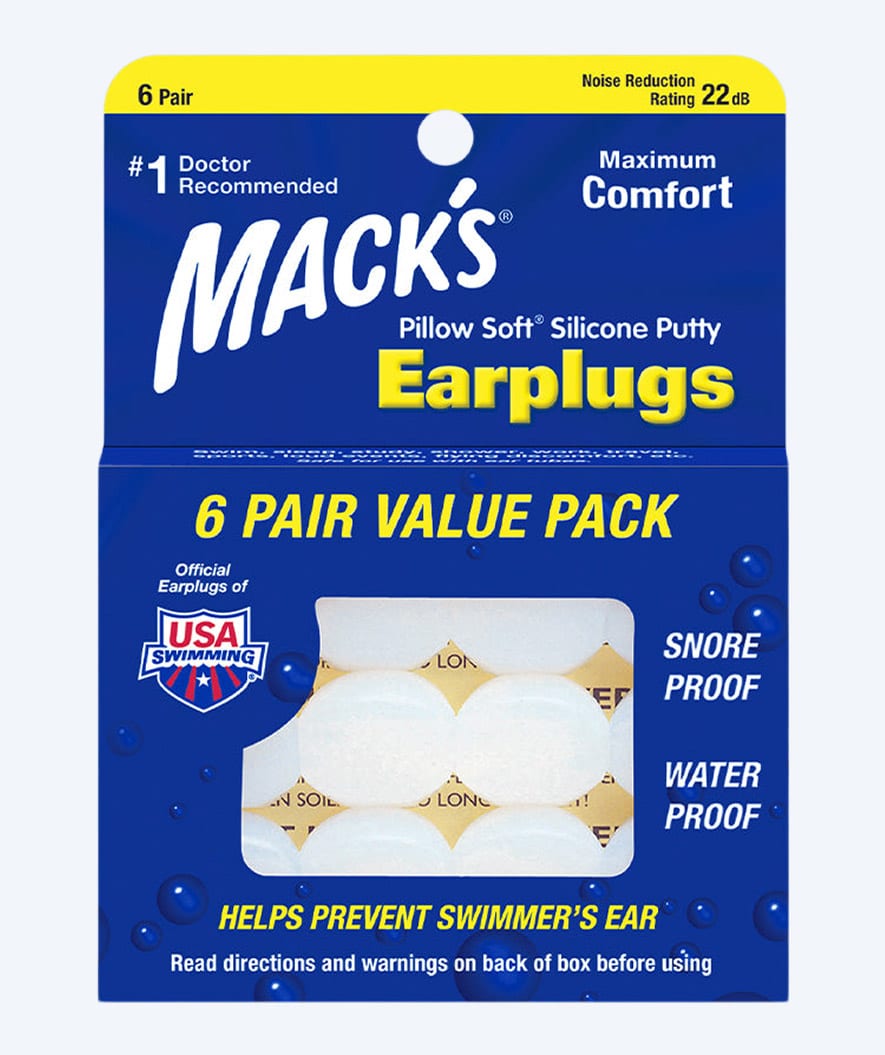 Mack's Ohrenstöpsel zum Schwimmen 6 Paar - Klar