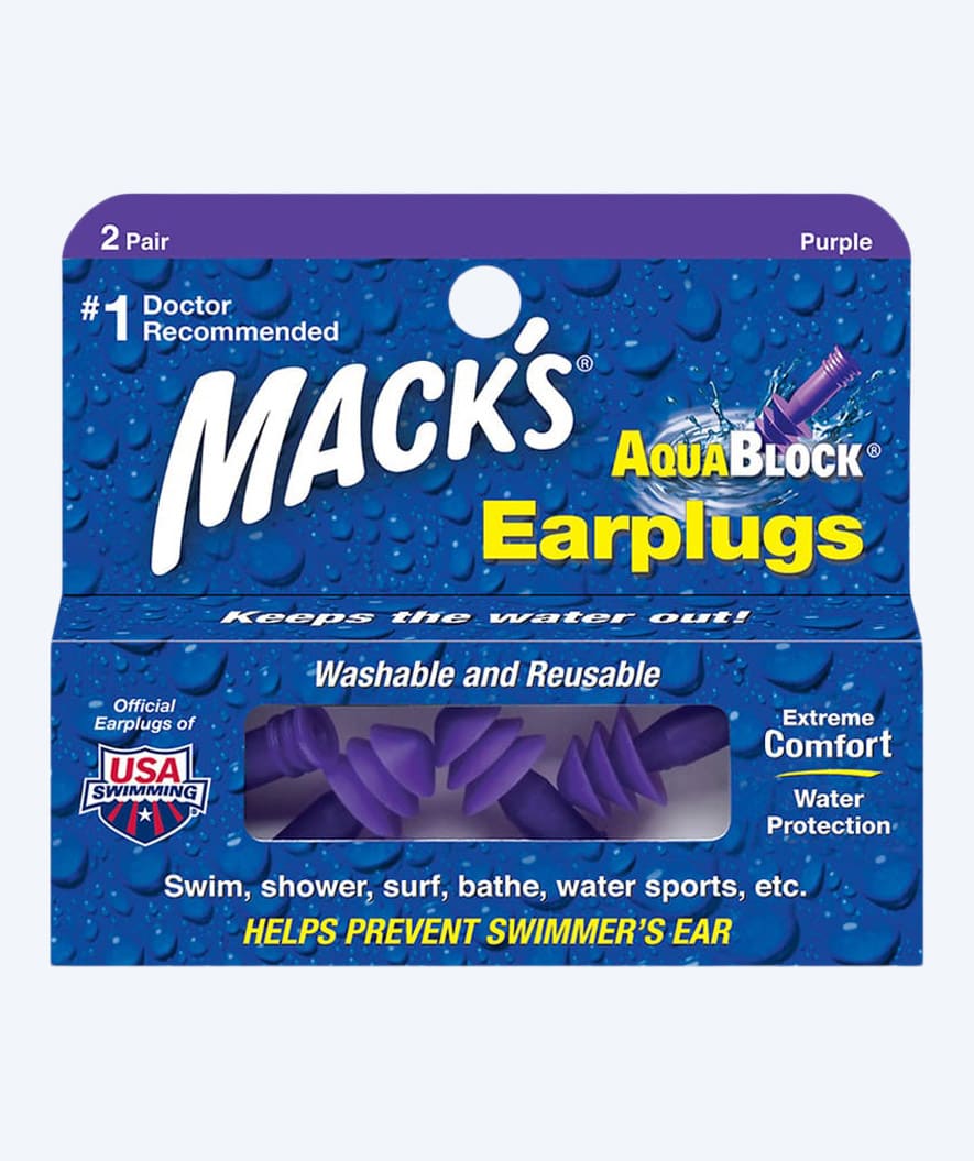 Mack's Ohrenstöpsel zum Schwimmen 2 Paar - Aqua Block - Lila