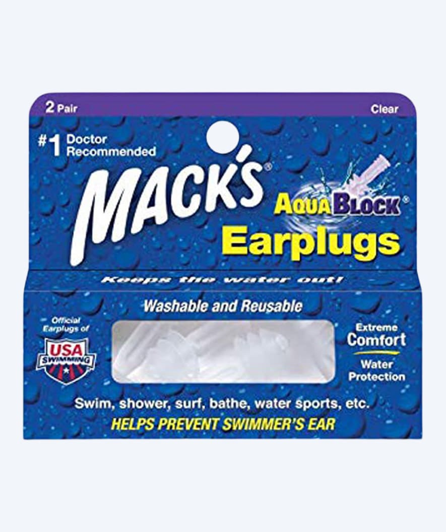 Mack's Ohrenstöpsel zum Schwimmen 2 Paar - Aqua Block - Durchsichtig