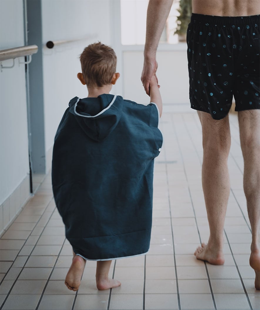 Watery Badeponcho für Kinder - Mikrofaser - Dunkelblau