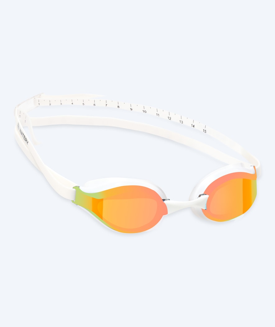 Watery Elite Schwimmbrillen - Poseidon Mirror - Weiss/Gold