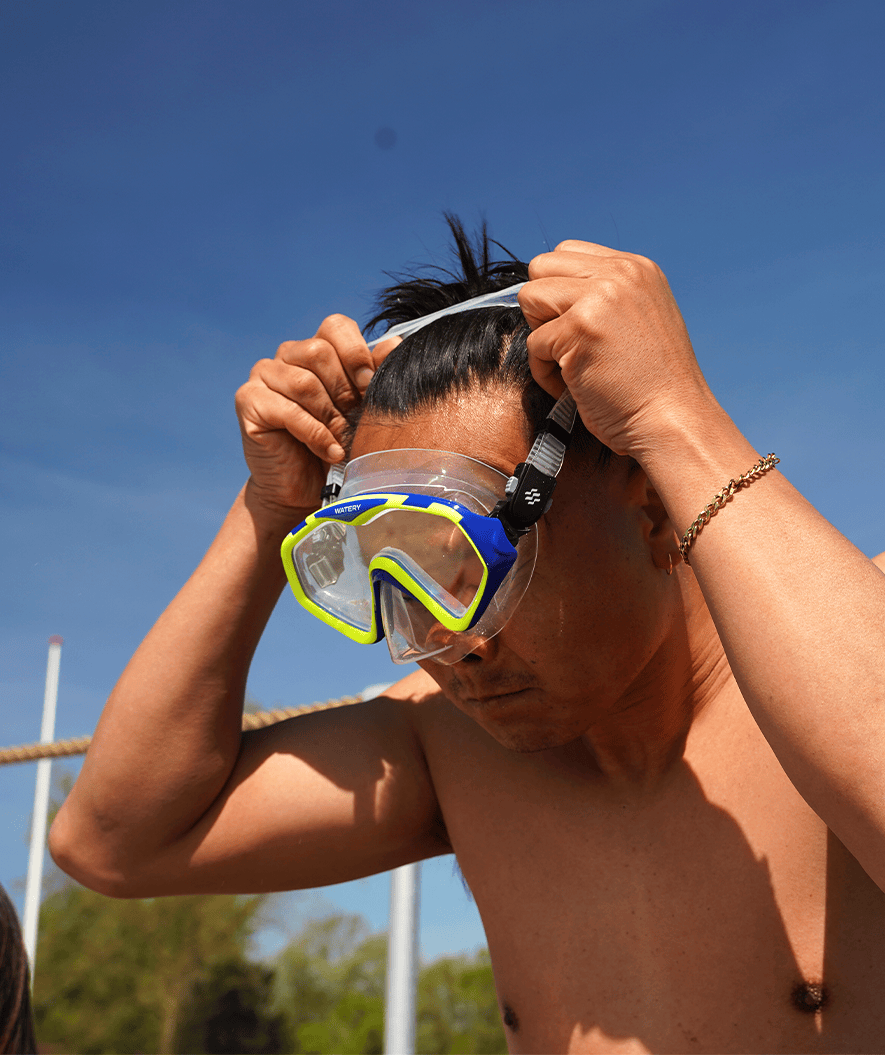 Watery Combo Schnorchelset für Erwachsene (Ab 15 Jahren) - Leach - Blau/gelb