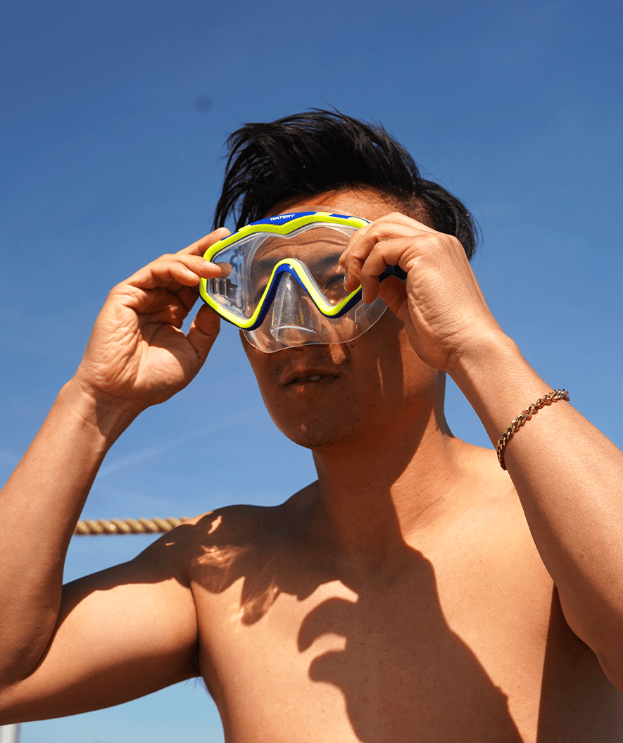 Watery Combo Schnorchelset für Erwachsene (Ab 15 Jahren) - Leach - Blau/gelb