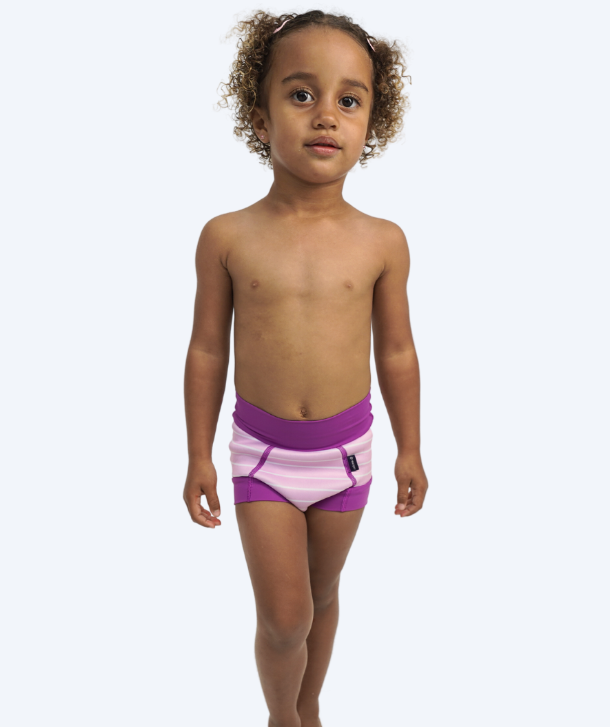 Watery Badehose für Kinder - Neopren Schwimmwindel - Purple Stripes