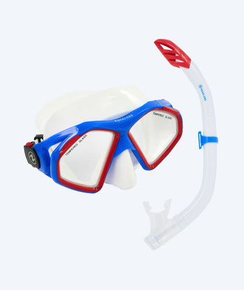 Aqualung Combo Schnorchelset für Erwachsene - Combo Hawkeye - Blau/Rot
