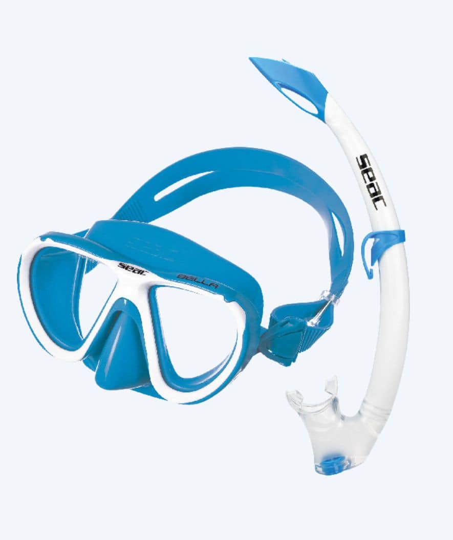 SEAC Combo Schnorchelset für Kinder (ab 3 Jahre) - Bella - Blau/Weiss
