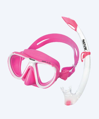 SEAC Combo Schnorchelset für Kinder (ab 3 Jahre) - Bella - Rosa/Weiß
