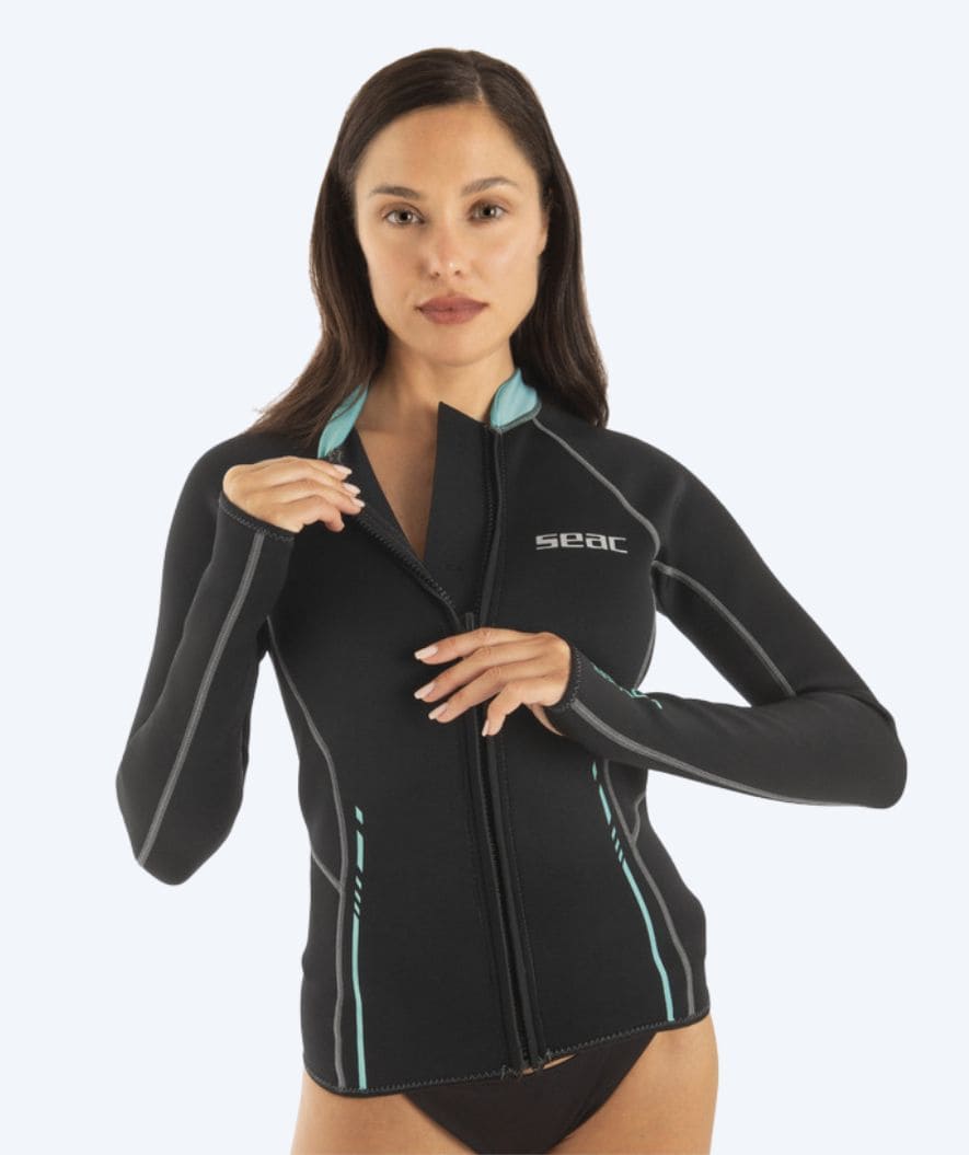 SEAC Neoprenshirt mit Reissverschluss für Damen - Lover - Schwarz/Türkis