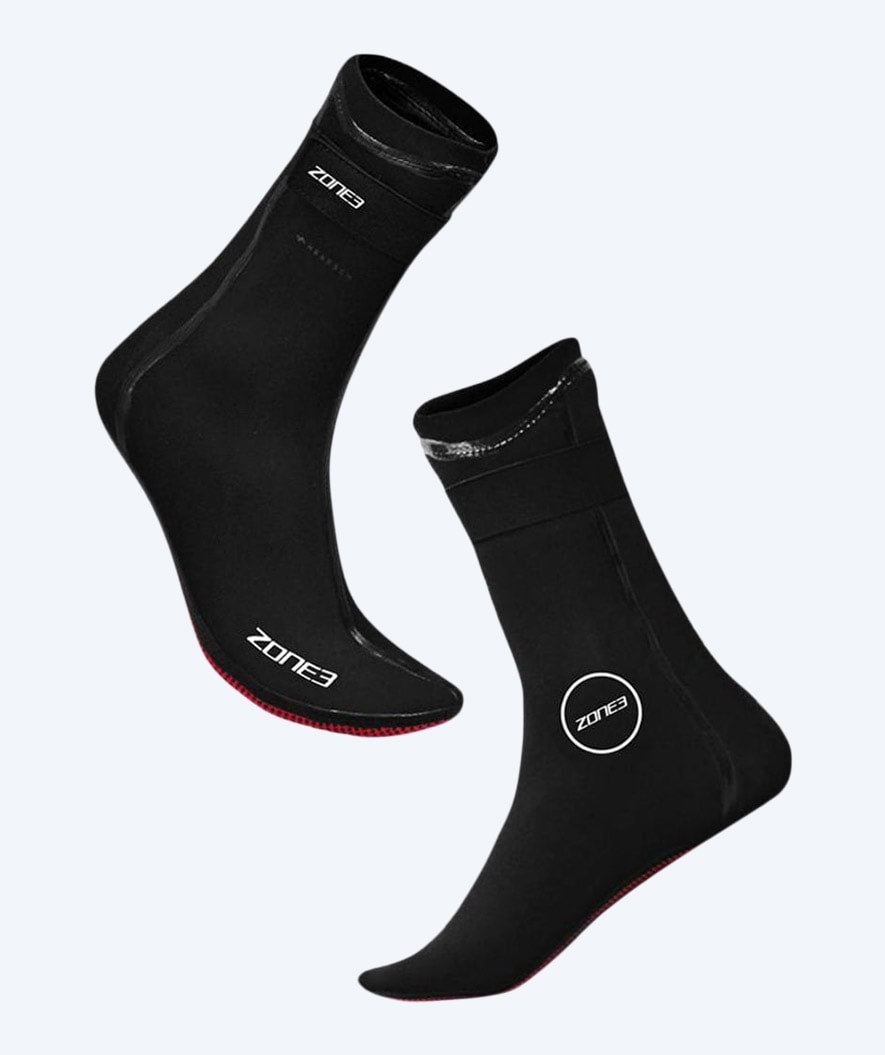 ZONE3 Neoprensocken für Freiwasser - Neopren Heat-Tech (3.5mm) - Schwarz/rot