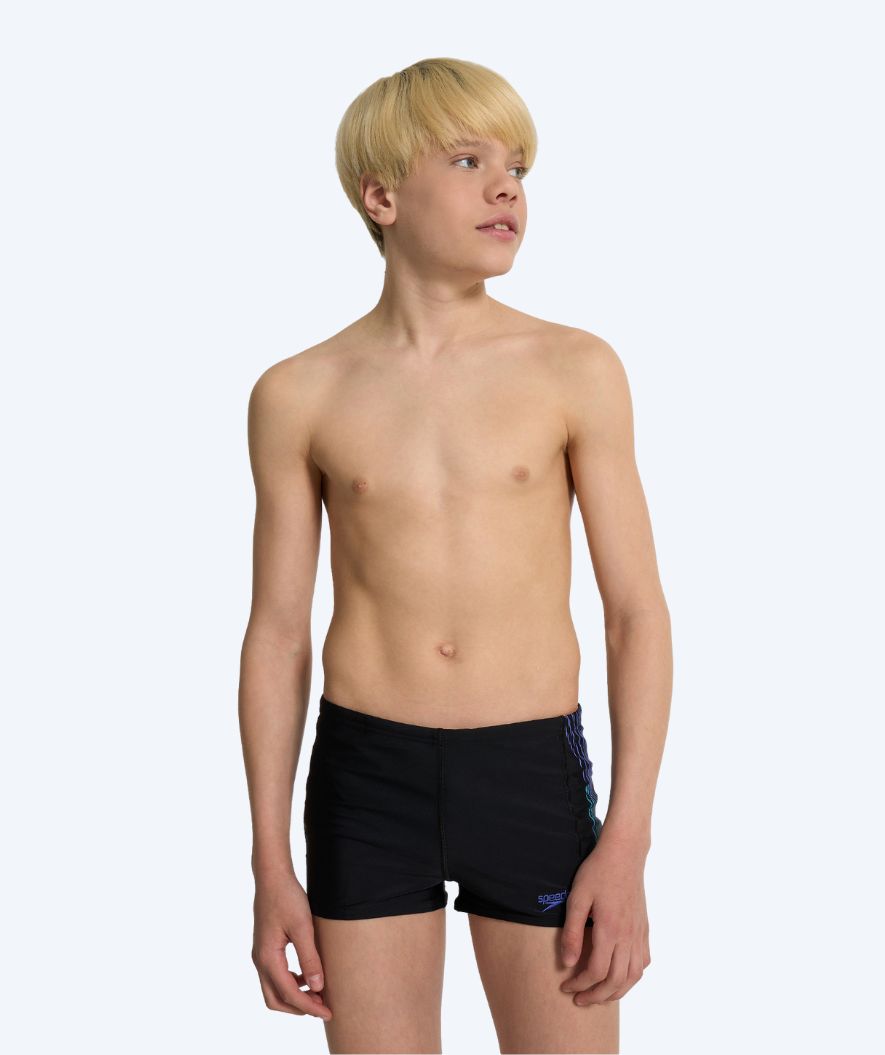 Speedo Aquashorts für Jungen - Plastisol Placement - Schwarz/Blau