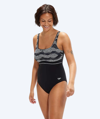 Speedo Badeanzug für Damen - Contour Eclipse - Schwarz/Weiss
