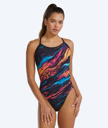 TYR Badeanzug für Damen - Durafast Elite Crosscutfit - Schwarz/Mehrfarbig