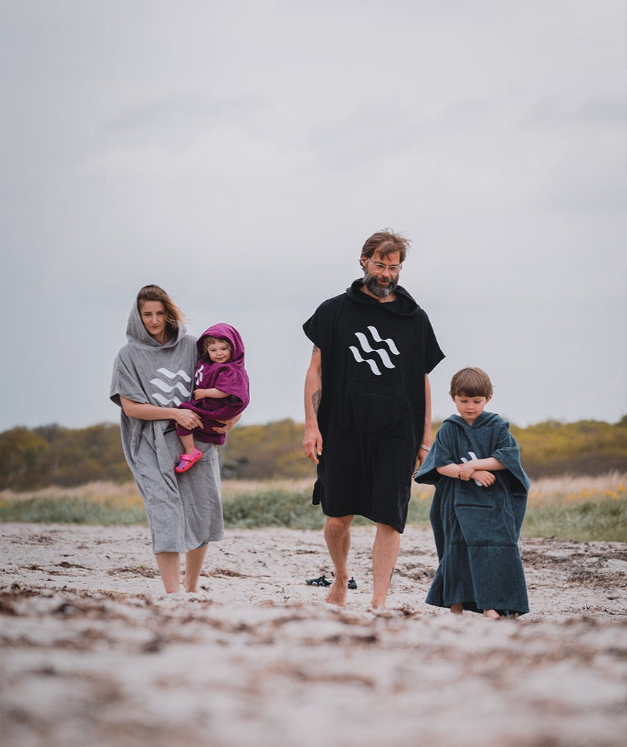 Watery Badeponcho für Erwachsene - Baumwolle - Schwarz