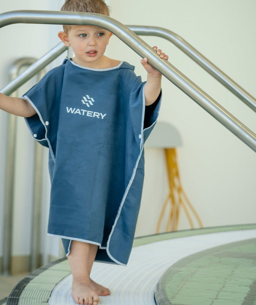 Watery Badeponcho für Kinder (1-6) - Mikrofaser - Dunkelblau