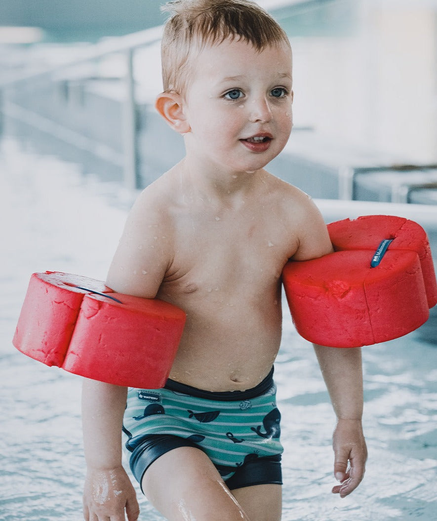 Watery Badehose für Kinder - Neopren Schwimmwindel - Purple Stripes