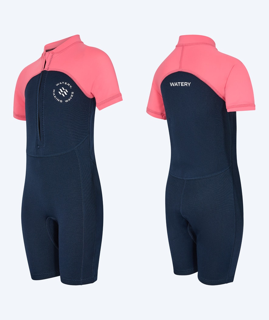 Watery UV Neoprenanzug für Kinder - Calypso Shorty - Koralle/Donkerblau