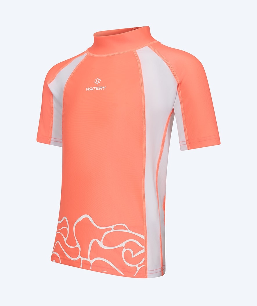 Watery UV Shirt für Kinder - Chilton Kurzarm Rashguard - Rosa/weiß