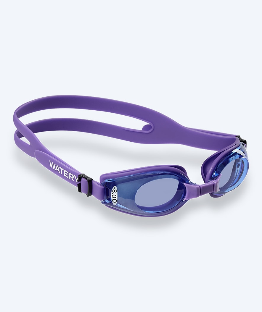 Watery kurzsichtige Schwimmbrille mit Sehstärke für Erwachsene - (-2.5) bis (-8.0) - Clivia - Lila/blau