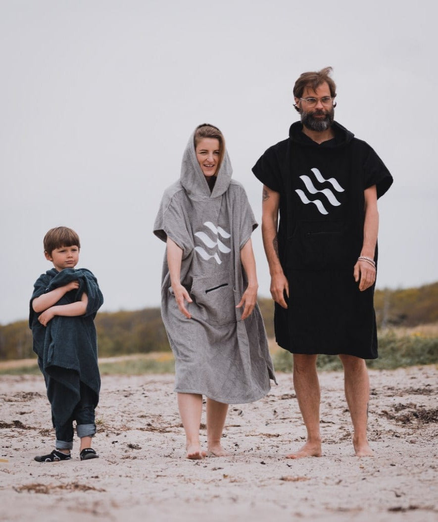 Watery Badeponcho für Erwachsene - Baumwolle - Schwarz