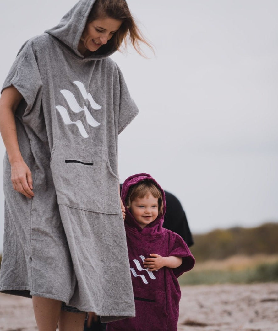 Watery Badeponcho für Erwachsene - Baumwolle - Schwarz