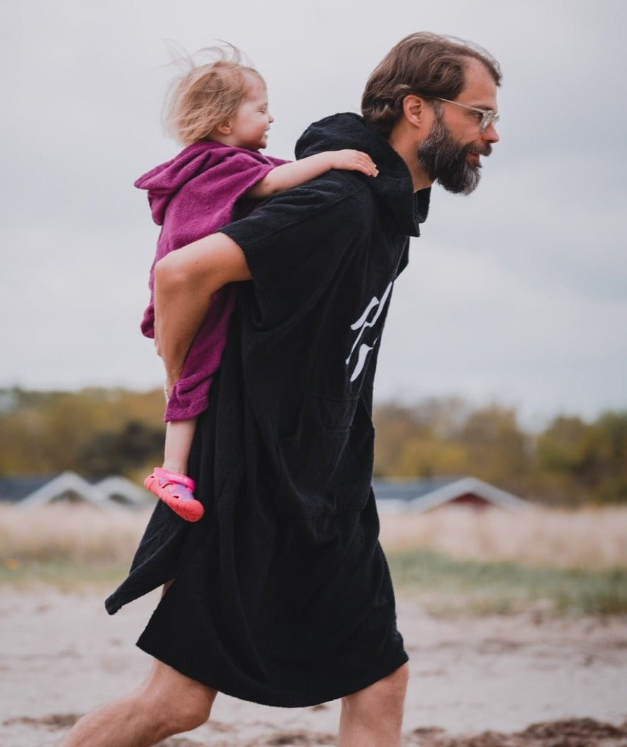 Watery Badeponcho für Erwachsene - Baumwolle - Schwarz