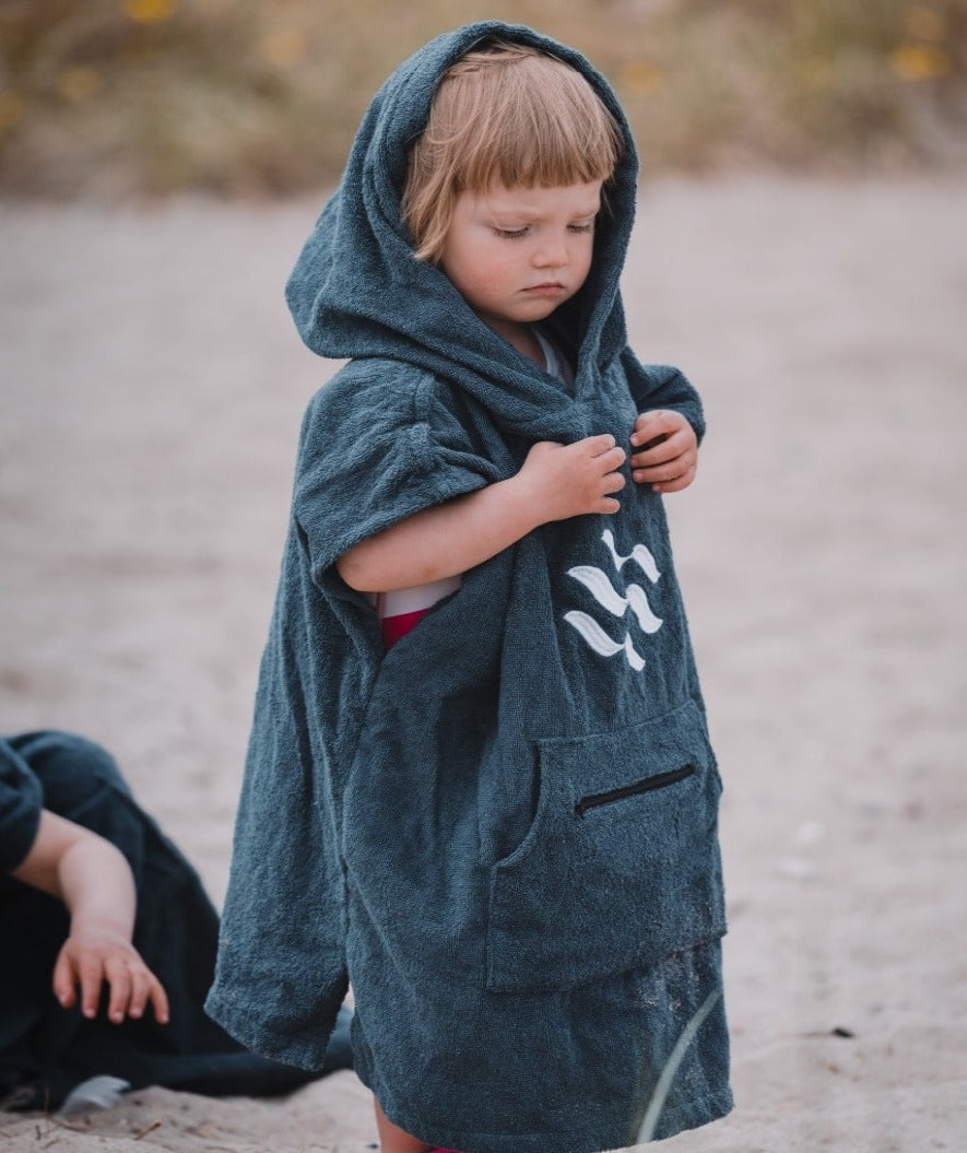 Watery Badeponcho für Kinder (1-6) - Baumwolle - Dunkelblau