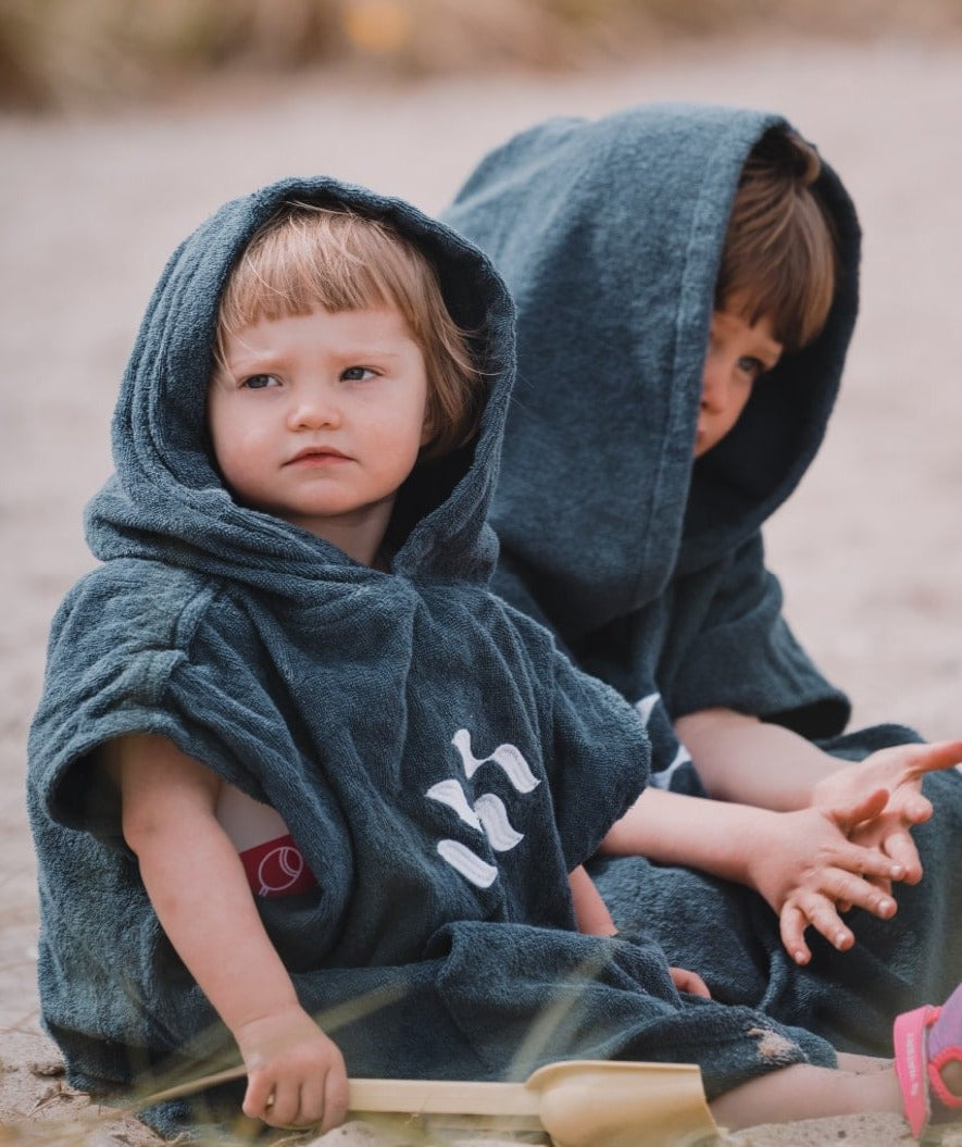 Watery Badeponcho für Kinder (1-6) - Baumwolle - Dunkelblau