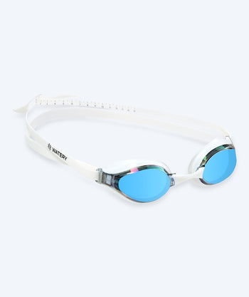 Watery Elite Schwimmbrillen - Poseidon Mirror - Weiss/Blau