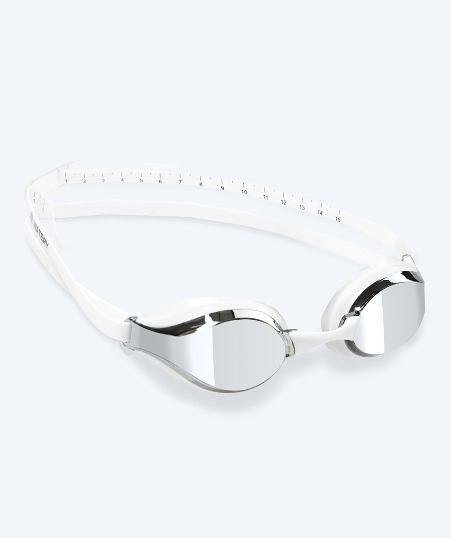 Watery Elite Schwimmbrillen - Poseidon Mirror - Weiss/Silber