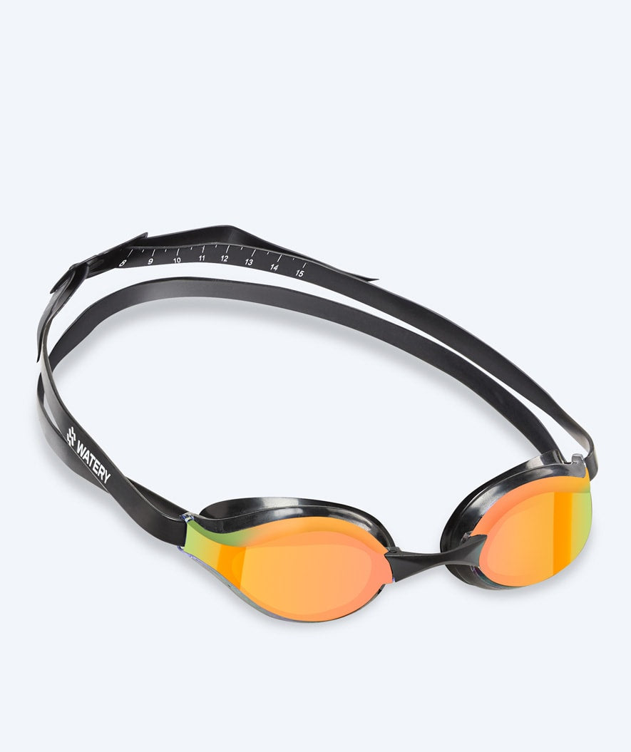 Watery Elite Schwimmbrille - Poseidon Mirror - Schwarz/gold
