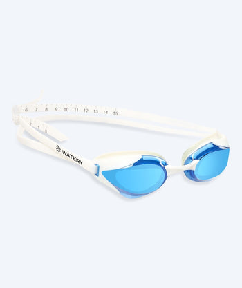 Watery Elite Schwimmbrillen - Poseidon Ultra Mirror - Weiss/Blau