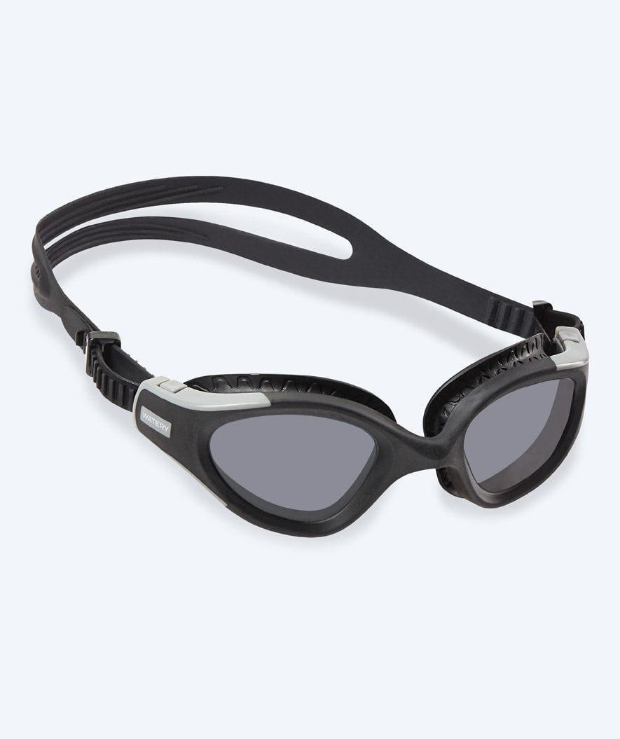 Watery Schwimmbrille fürs Training - Kelvin Silver Mirror - Schwarz/silber