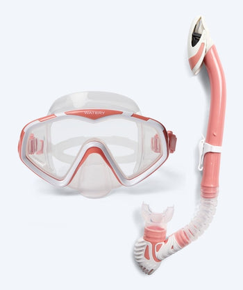 Watery Combo Schnorchelset für Erwachsene (Ab 15 Jahren) - Leach - Weiß/rosa